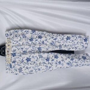 J. JILL $89 Authentic Fit Fringe Hem Cropped Stretch Denim Jean Blue Floral 10